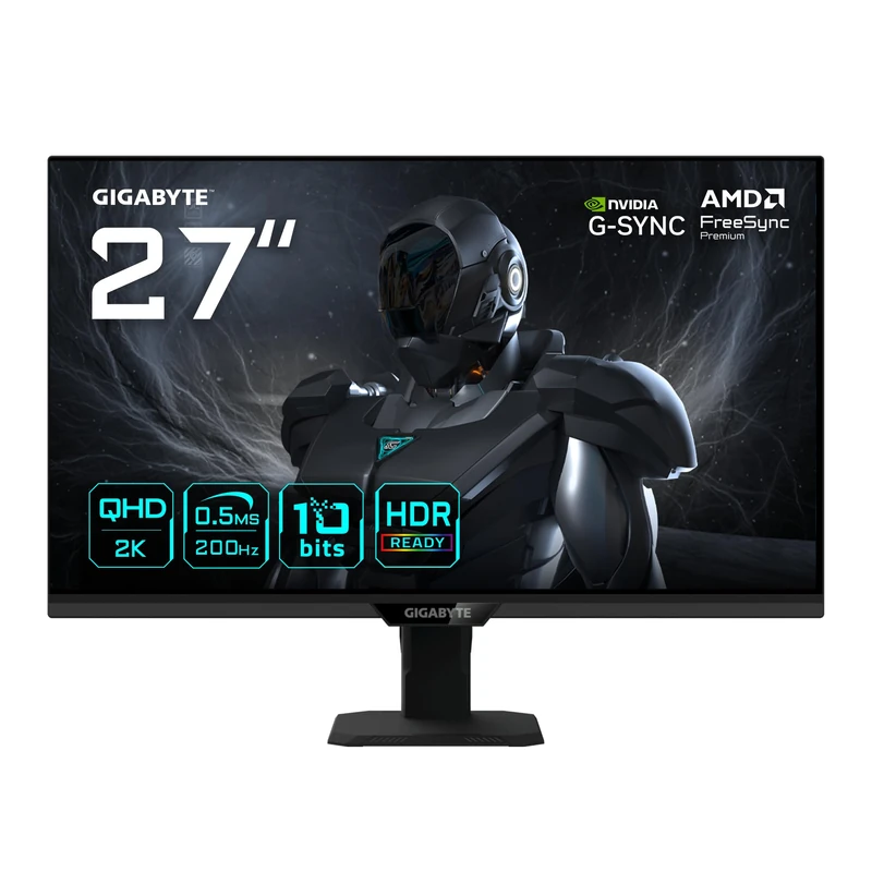 Gigabyte G27Q20T 27” QHD Gaming Monitor - 2560 x 1440, 200Hz, 0.5ms, 350 cd/m², G-Sync Compatible, FreeSync Premium, HDR10, HDMI 2.0, Displayport 1.4