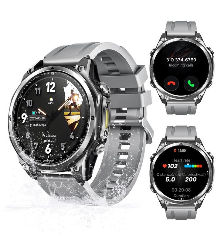 DOOGEE ANYWISE W1 LITE Smartwatch for Men,1.43''AMOLED Tactical Smart Watch for Android/IOS, 5ATM Fitness Tracker, 170+ Sports Modes, Answer/Make Calls/12 Days Battery/Heart Rate/SpO2/Sleep Monitor