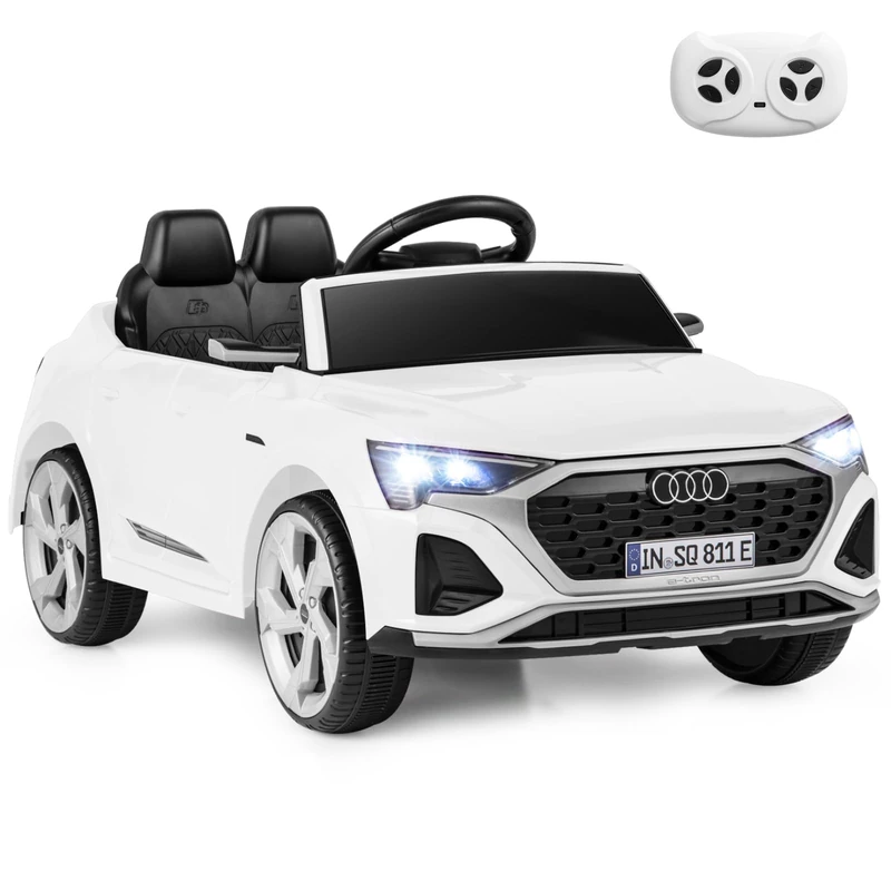 GYMAX Kids Ride on Car, 12V Battery Powered Car (White)