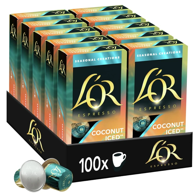 L'OR Espresso Seasonal Limited Edition Coconut Iced Coffee Pods x10 (Pack of 10, Total 100 Capsules)