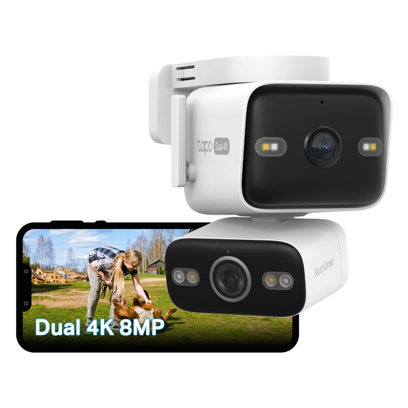 Tapo C575D 4K Dual Lens Outdoor Security Camera, Pan Tilt CCTV Camera Outdoor with 170° Wide Angle, 18×Zoom, Smart Tracking, Colour Night Vision, AI Detection, PoE/DC Powered, IP66 Weather Proof