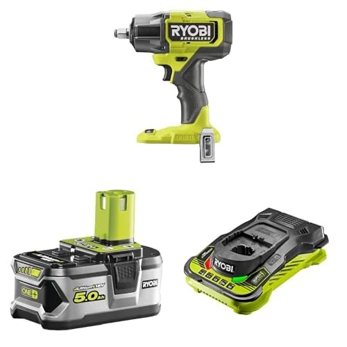 RYOBI RIW18BL-0 Brushless Impact Wrench + 5ah Battery & Charger