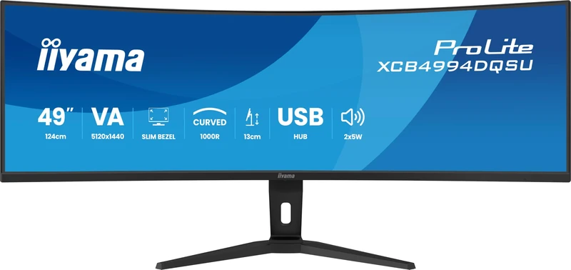 iiyama XCB4994DQSU-B1 49 inch Curved Monitor, 120Hz, 2ms (GtG), Dual QHD 5120x1440, HAS