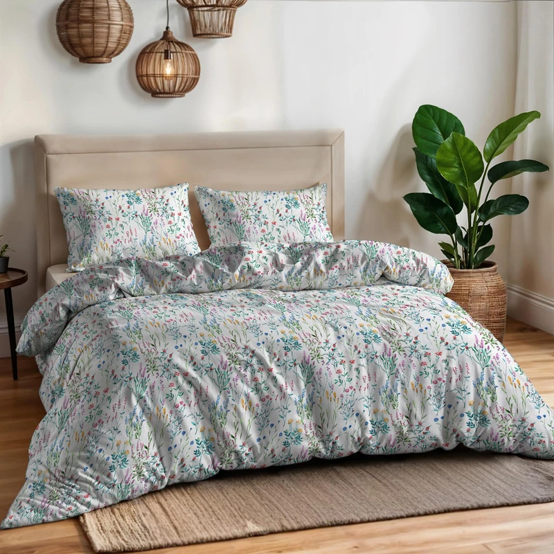 Aurora Double Duvet Cover Set – 100% Cotton – Made in Italy – Sleeping Bag 250 x 200 cm + 2 Pillowcases – Seeni