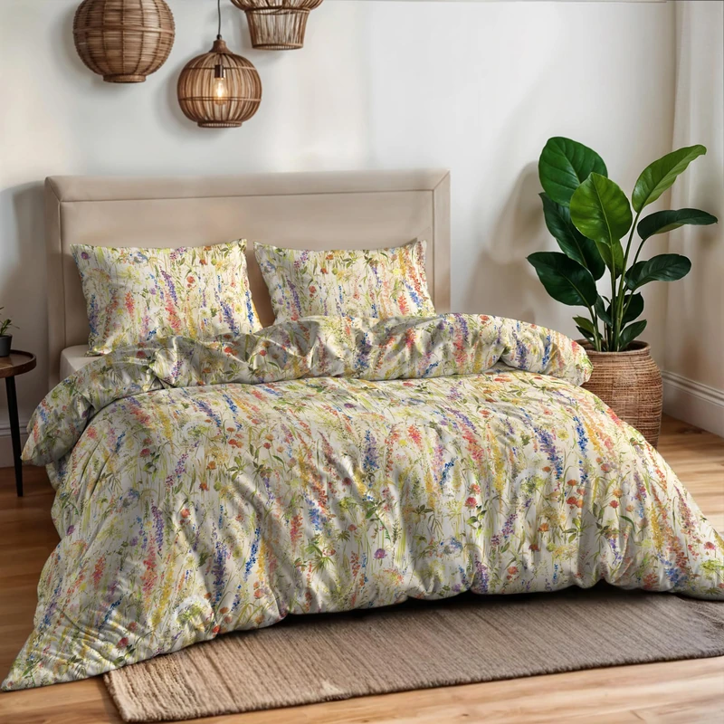 Aurora Double Duvet Cover Set – 100% Cotton – Made in Italy – Sleeping Bag 250 x 200 cm + 2 Pillowcases – Real