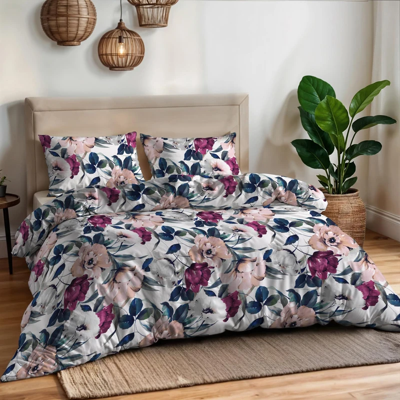 Aurora Double Duvet Cover Set – 100% Cotton – Made in Italy – Sleeping Bag 250 x 200 cm + 2 Pillowcases – Clothes