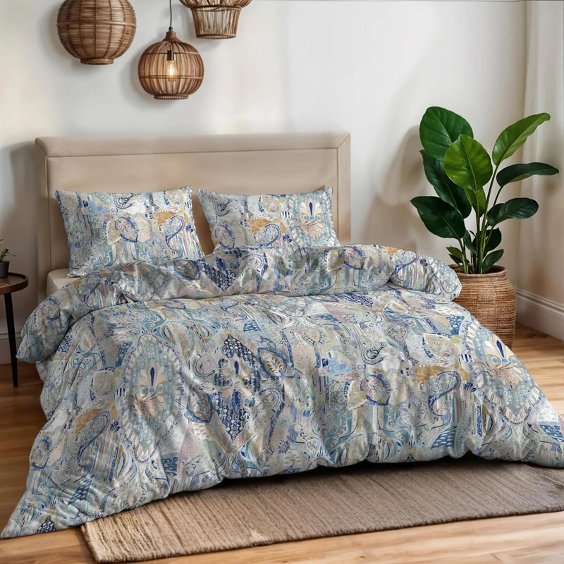 Aurora Double Duvet Cover Set – 100% Cotton – Made in Italy – Sleeping Bag 250 x 200 cm + 2 Pillowcases – Carma