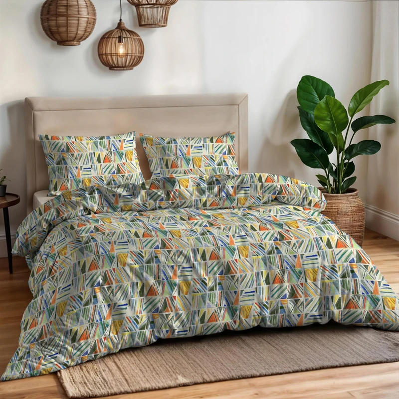 Aurora Double Duvet Cover Set – 100% Cotton – Made in Italy – Sleeping Bag 250 x 200 cm + 2 Pillowcases – Bajo - Image 1