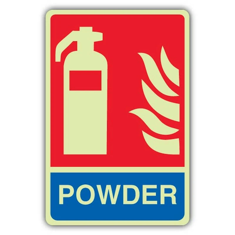 V Safety Glow In The Dark General Powder Fire Extinguisher Sign - 300 x 450 mm - Made From Triple Glow Rigid Plastic - Fire Safety Signage - Made in Britain - Image 1