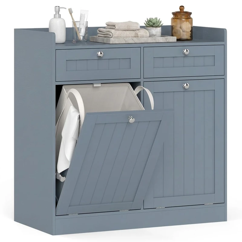 RELAX4LIFE Tilt-Out Bathroom Cabinet with Removable Bins (Grey)