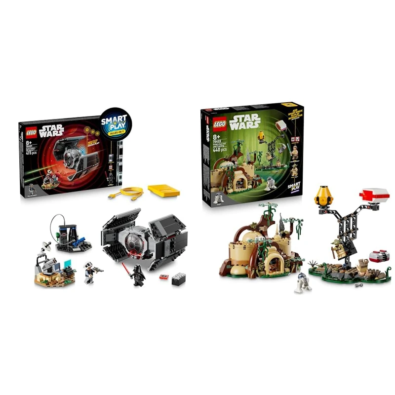 LEGO Star Wars SMART Bundle Darth Vader’s TIE Fighter All-In-One Set 75421 & Yoda’s Hut and Jedi Training Compatible Set 75422 - Interactive Toys - Gifts for 8+ Year Old Boys & Girls