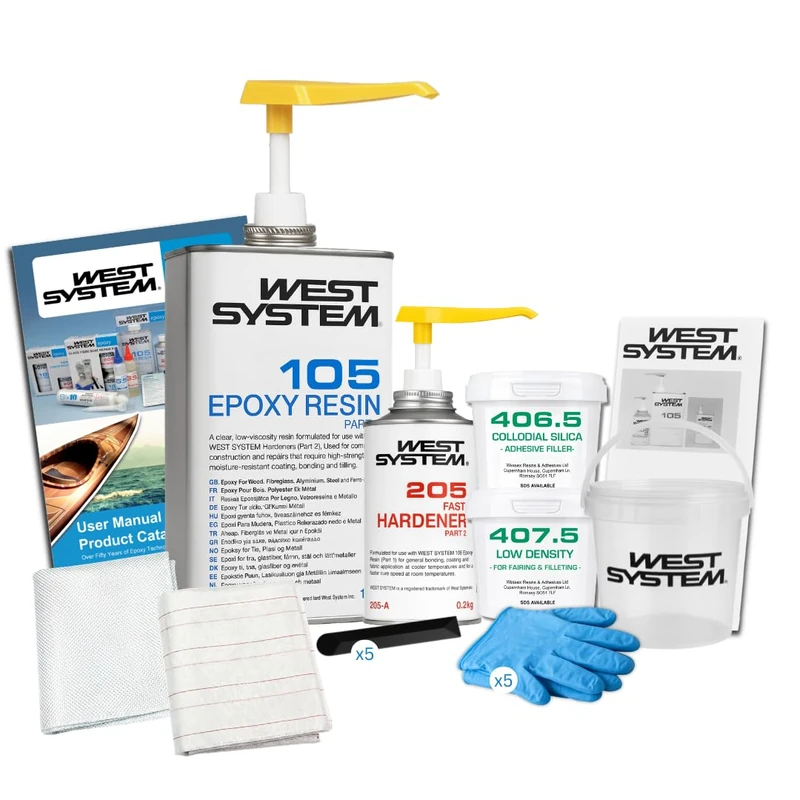 WEST SYSTEM Project Kit – Marine Grade Epoxy Resin with Pumps, Fillers & Glass Tape for Wood, Metal & Fiberglass – Complete Resin Kit for Boat Repair, Furniture & Outdoor DIY Applications - Image 1