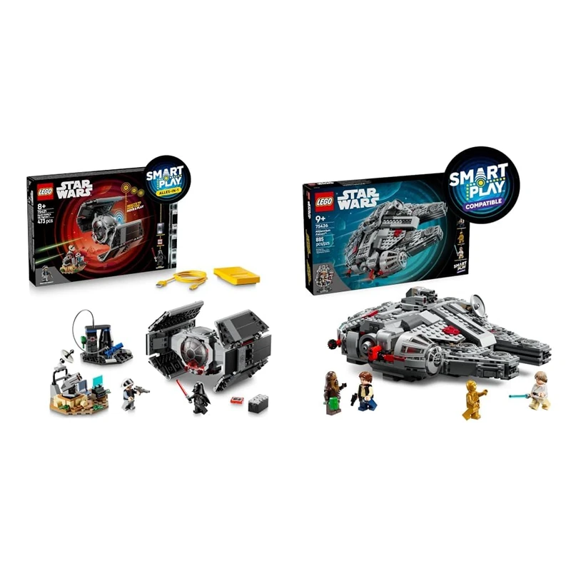LEGO Star Wars Darth Vader’s TIE Fighter All-In-One Set 75421 & Millennium Falcon Compatible Set 75426 - Interactive Toys - Gifts for 9+ Year Old Boys & Girls