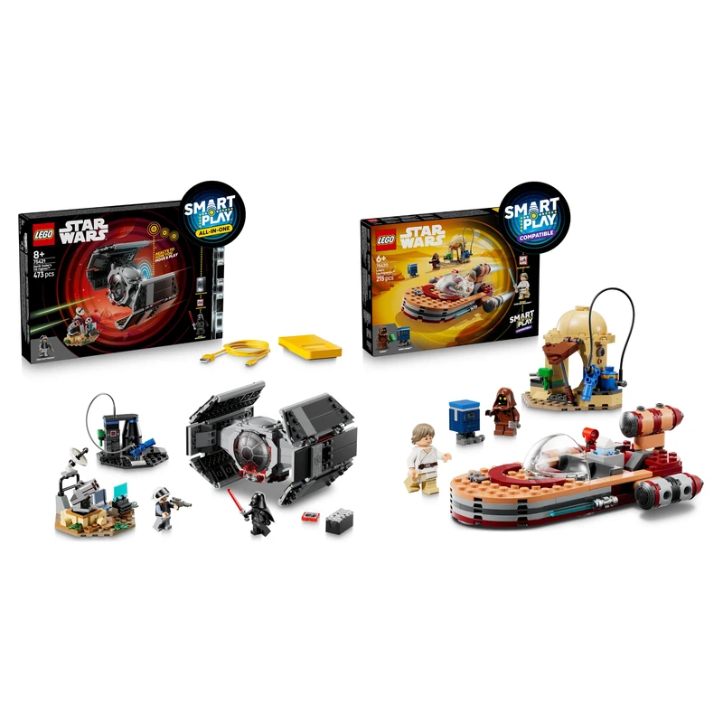 LEGO Star Wars SMART Play Bundle: Darth Vader’s TIE Fighter All-In-One Set 75421 & Luke’s Landspeeder Compatible Set 75420 - Interactive Toys - Gifts for 8+ Year Old Boys & Girls