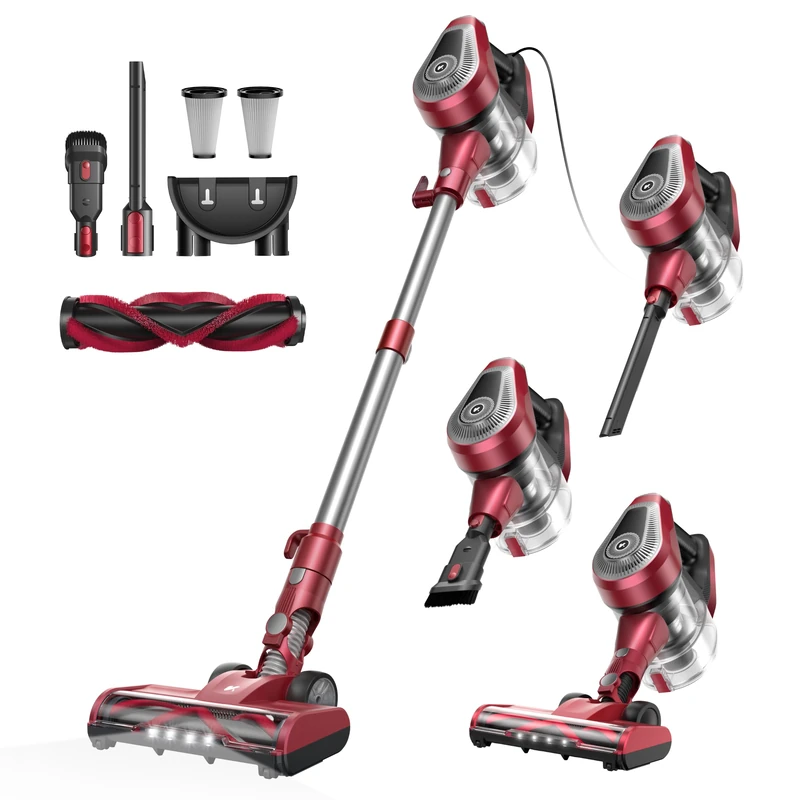 Vexilar Corded Vacuum Cleaner, 600W 60KPa Powerful Lightweight 6-in-1 Stick Handheld Vacuum, LED Light, 7M Cable, 1.5L Dustbin Self-Standing Design for Hard Floor, Carpet & Pet Hair - Image 1