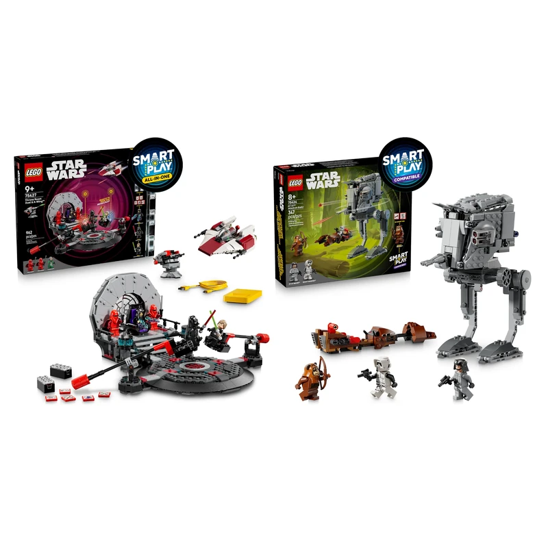 LEGO Star Wars SMART Play Bundle: Throne Room Duel & A-Wing All-In-One Set 75427 & AT-ST Attack on Endor Compatible Set 75424 - Interactive Toys - Gifts for 9+ Year Old Boys & Girls