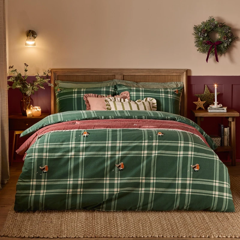 furn. Wylder Ramble Robin Duvet Cover Set (Green - Single)