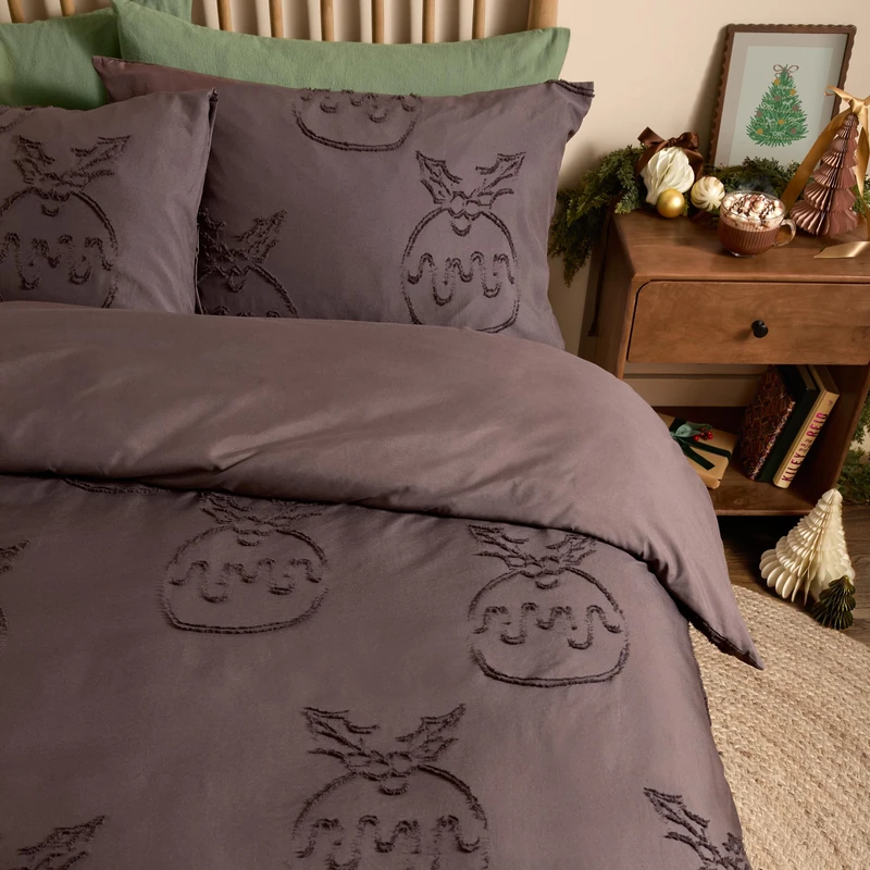 furn. Duvet Day Pudding Tufted Duvet Cover Set (Chocolate - Super King)