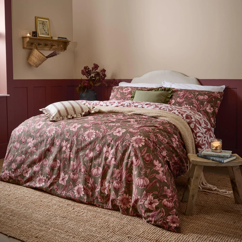 furn. Wylder Autumn Garden Duvet Cover Set (Rose - Double) - Image 1