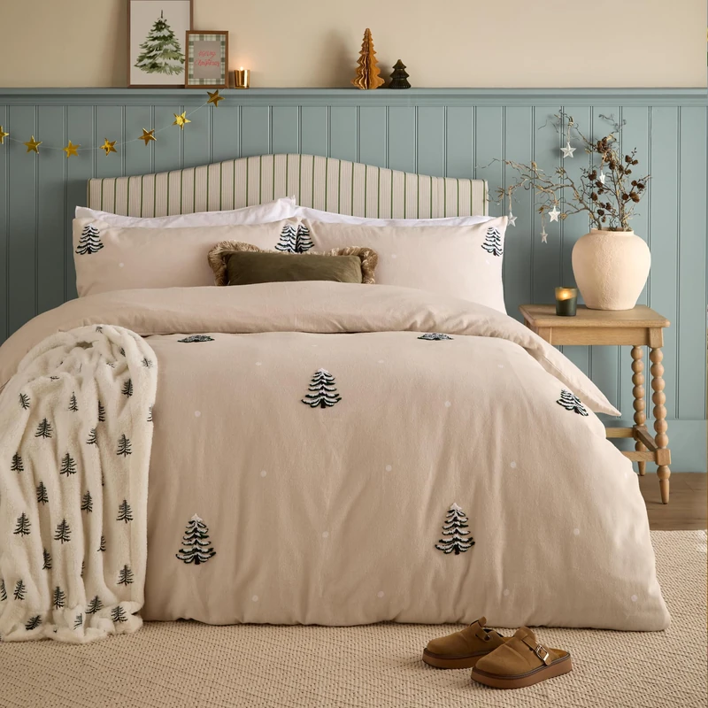 furn. Pine Tree Tufted Duvet Cover Set (Natural - Double)