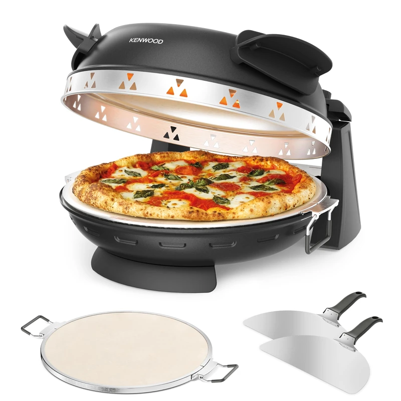 Kenwood My Pizzeria - Electric Pizza Oven, Indoor Pizza Maker, 400°C Dual Heating, Ready in Just 4 Minutes, Removable 30cm Stone, Includes 2 Peels, Timer, 1500W, Black (KPO10.000BK) - Image 1