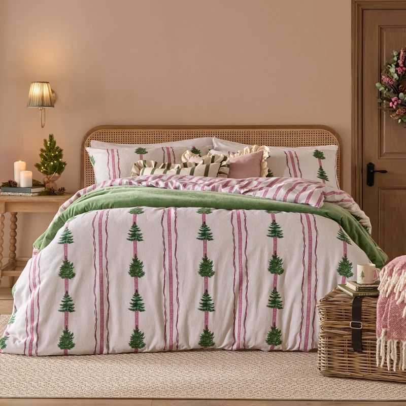 furn. Wylder Spruce Stripe Duvet Cover Set (Oat - Super King)