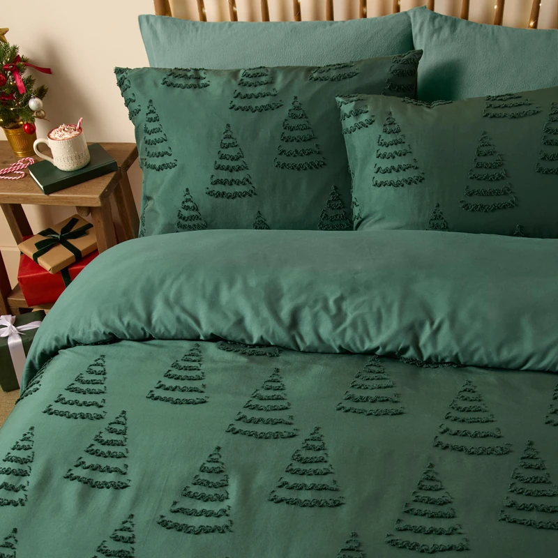 furn. Duvet Day Trees Tufted Duvet Cover Set (Green - Super King)
