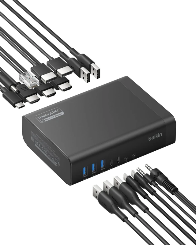 Belkin Connect 16-in-1 Docking Station 140W, Triple Display USB C Dock with 4K@60Hz Support, DisplayLink Technology, USB C Dock with 10Gbps Data Transfer, 2.5Gb Ethernet Port - Laptop Expansion Hub
