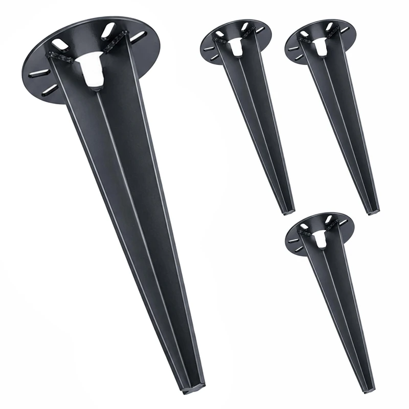 Relaxdays Ground Spikes for Garden Lights, 4pc Set, Cable Guide, 30 cm, Stainless Steel, Anthracite - Image 1