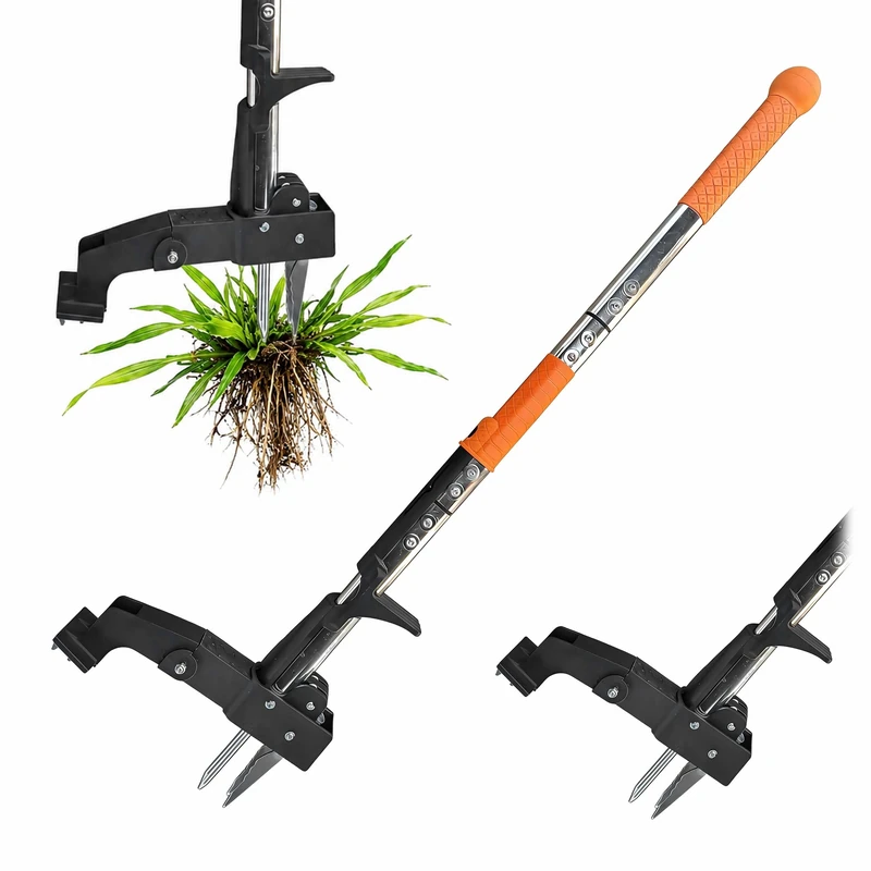 Relaxdays Dandelion & Weed Puller, long handle, 100 cm, foot-operated, ejector mechanism, multicoloured