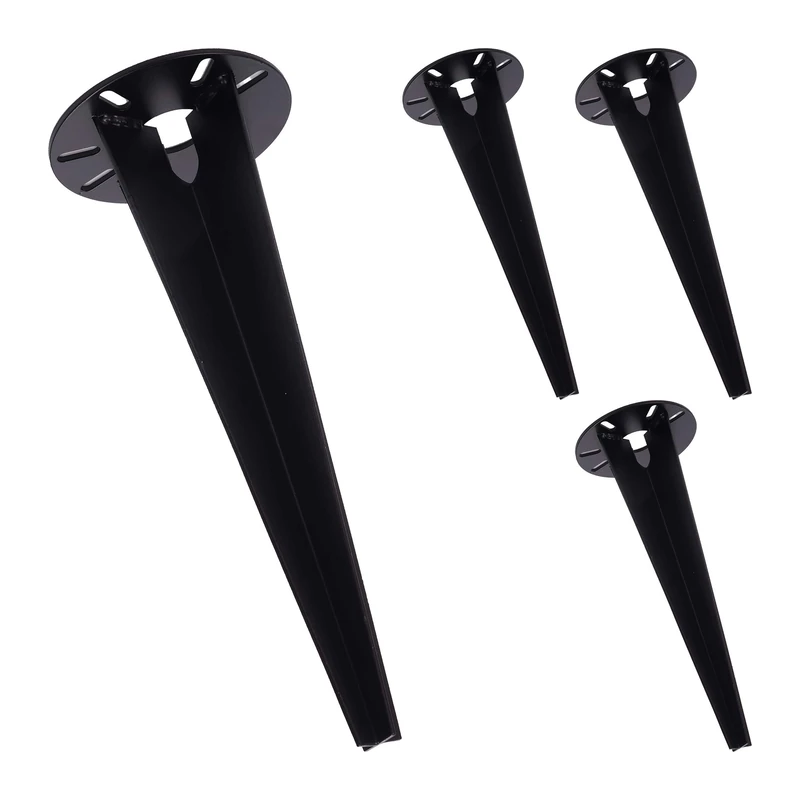 Relaxdays Ground Spike for Garden Lights, Set of 4, Ground Anchor with Cable Guide, 30 cm, Stainless Steel, Black