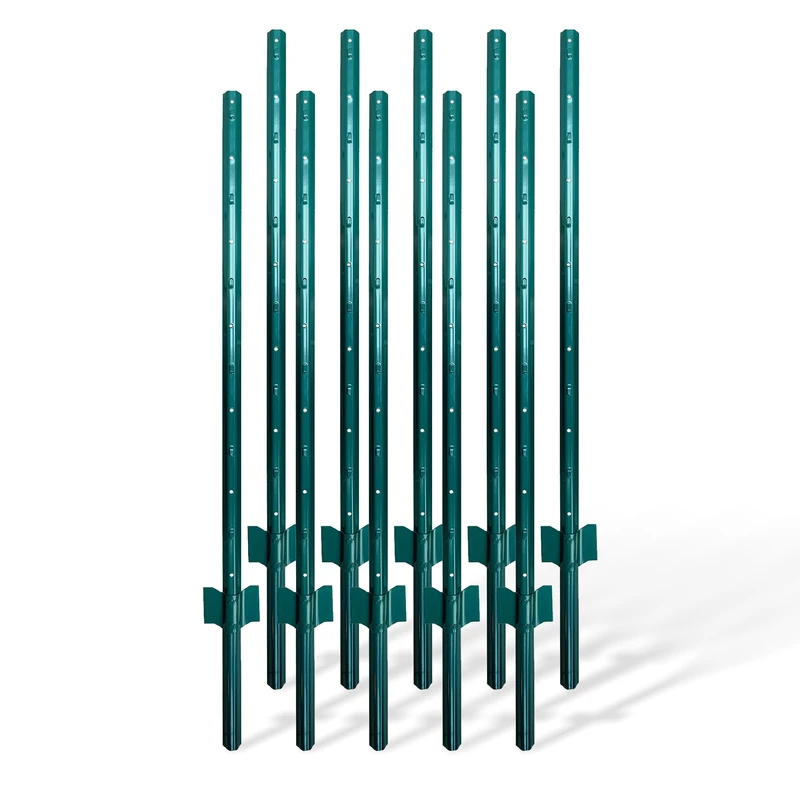 Relaxdays Fence Posts, Set of 10, for Wire Fencing, Green