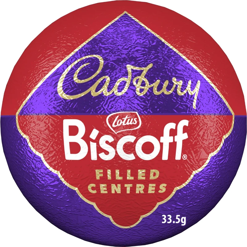 Cadbury Biscoff Chocolate Centre-Filled Bauble – 33.5 g (Pack of 48)