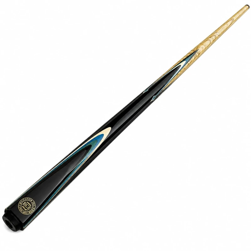 BCE 2-Piece North American Ash Snooker Cue & English Pool Cue - 145cm Length - 9 5mm tip with Classic Case, Black Butt/Natural Wood Shaft