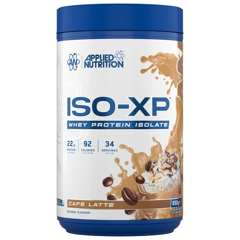 Applied Nutrition ISO-XP Whey Protein Isolate – Over 21g Protein, Low Carb, Low Fat, BCAA-Rich, Fast Absorption, Soy-Free, Halal-Certified (850g - 34 Servings) (Café Latte)