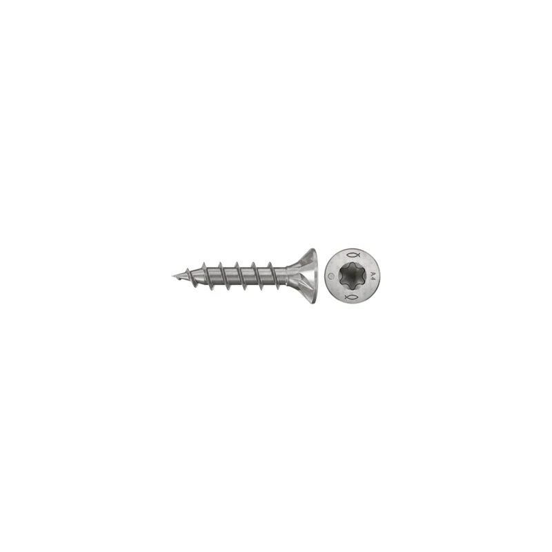 fischer 200 x PowerFast II CTF 4.0 x 30 A4 200 Chipboard Screws Countersunk Inner Star TX Socket Fully Threaded A4 Stainless Steel for Flush Mounting in Wood