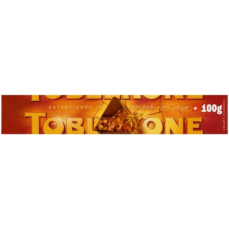 Toblerone Toffee Crispy Caramel Milk Chocolate Bar – 100 g (Pack of 20) - Image 1