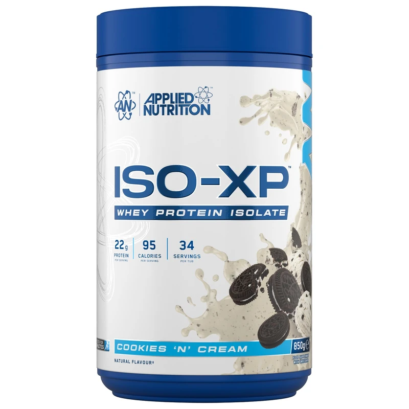 Applied Nutrition ISO-XP Whey Protein Isolate – Over 21g Protein, Low Carb, Low Fat, BCAA-Rich, Fast Absorption, Soy-Free, Halal-Certified (850g - 34 Servings) (Cookies 'N' Cream)