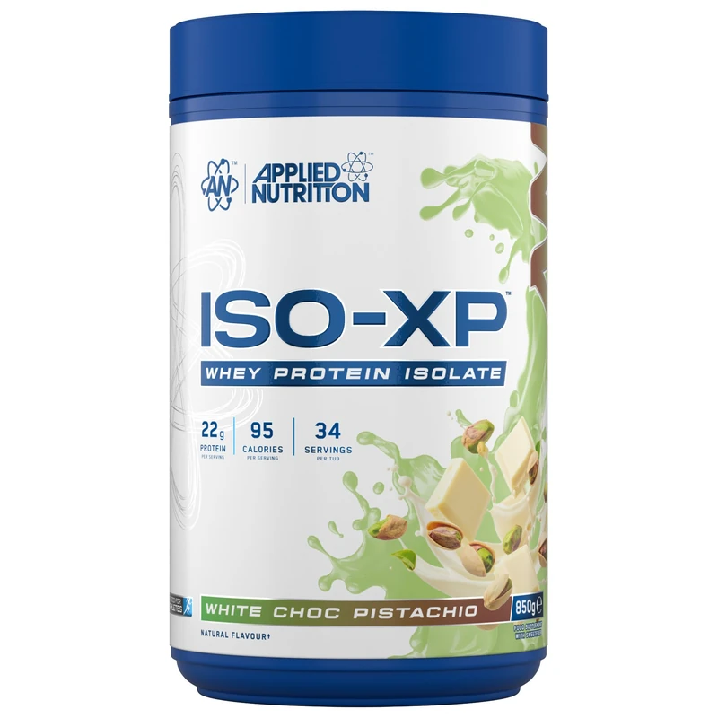 Applied Nutrition ISO-XP Whey Protein Isolate – Over 21g Protein, Low Carb, Low Fat, BCAA-Rich, Fast Absorption, Soy-Free, Halal-Certified (850g - 34 Servings) (White Choc Pistachio) - Image 1