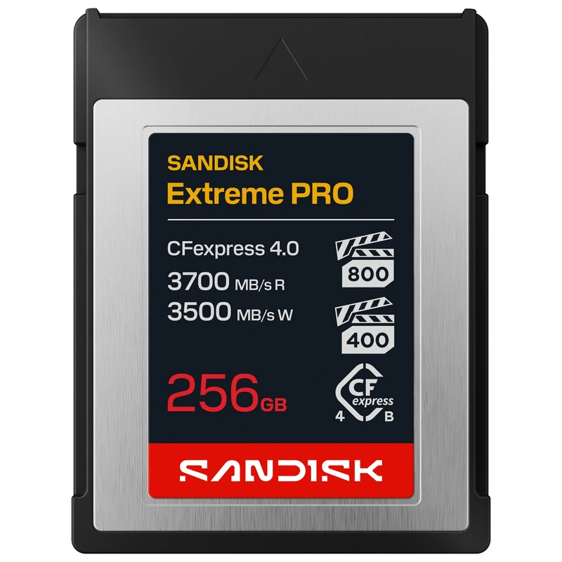 SANDISK Extreme PRO CFexpress 4.0 Type B card 256GB (PCIe Gen 4, Up to 3700 MB/s read, VPG1600, Compatible with a range of Cinema and mirrorless cameras, and CFexpress Type B card readers,) Black