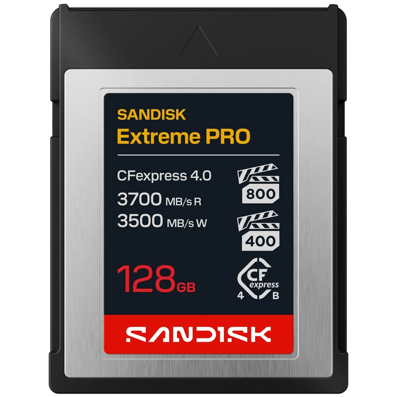 SANDISK Extreme PRO CFexpress 4.0 Type B card 128GB (PCIe Gen 4, Up to 3700 MB/s read, VPG1600, Compatible with a range of Cinema and mirrorless cameras, and CFexpress Type B card readers,) Black