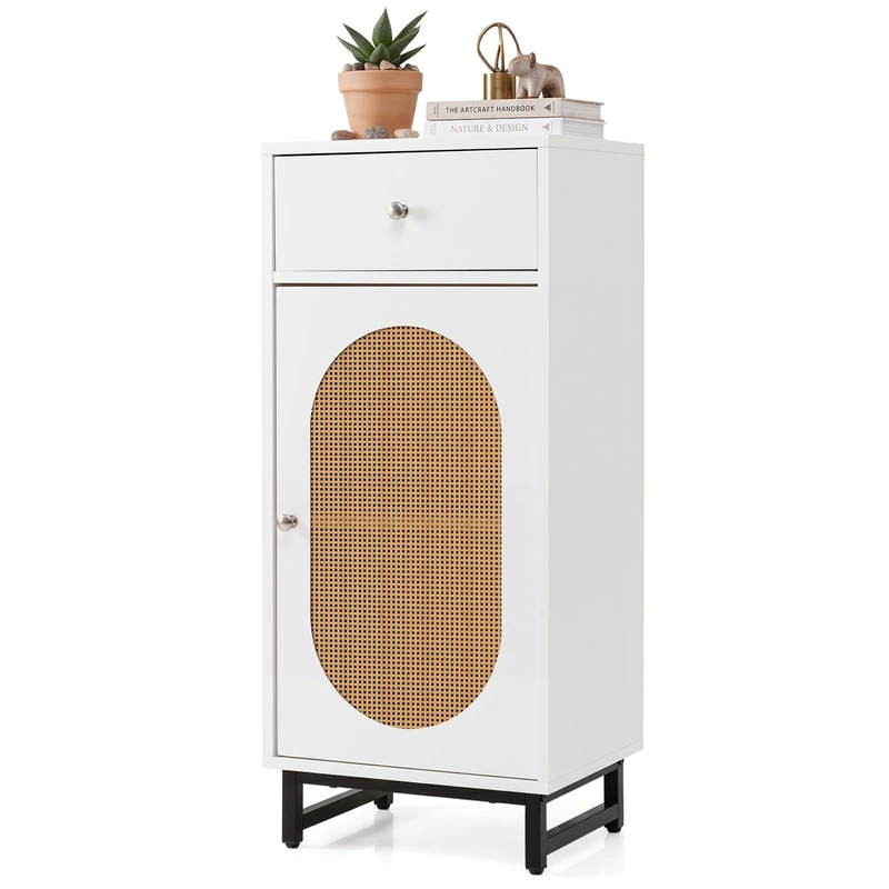 RELAX4LIFE Bathroom Floor Cabinet Living Room Bedroom Hallway (White)