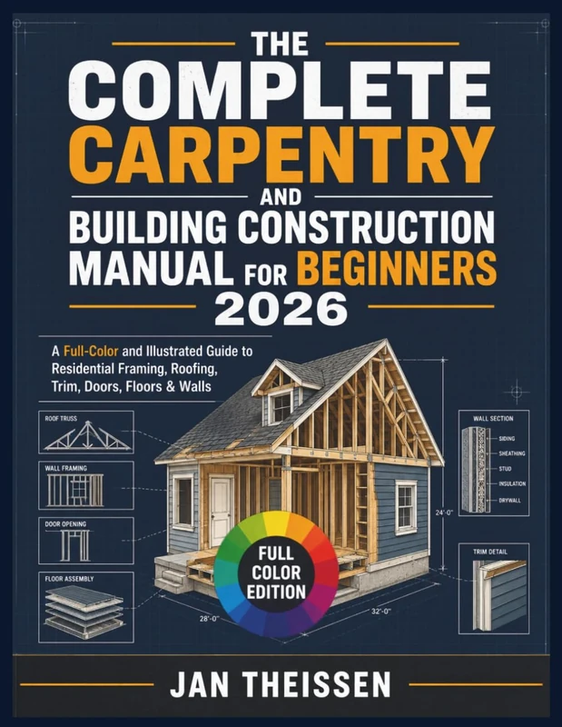 The Complete Carpentry and Building Construction Manual for Beginners 2026: A Full-Color and illustrated Guide to Residential Framing, Roofing, Trim, Doors, Floors & Walls