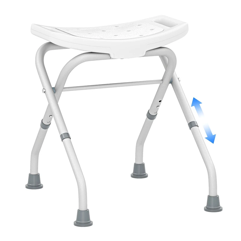 SPOTRAVEL Folding Shower Chair, Height Adjustable Aluminium Shower Stool