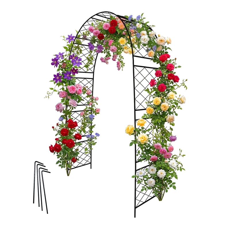 Relaxdays Iron Rose Arch, Garden Arch, HWD: 240 x 140 x 50 cm, sturdy trellis for climbing plants, black - Image 1