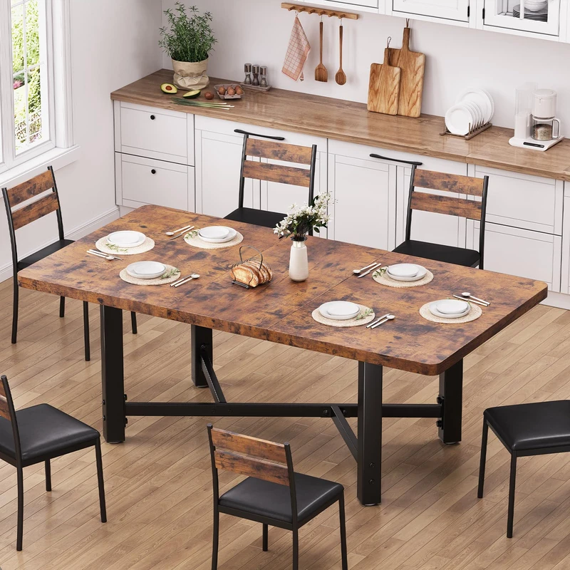 Jocoevol Extendable Dining Table 120-160cm, Kitchen Dinner Table for 4-6 People, Wooden Expandable Dining Tables for Small Space, Durable & Stylish Design, No Chairs(Brown)