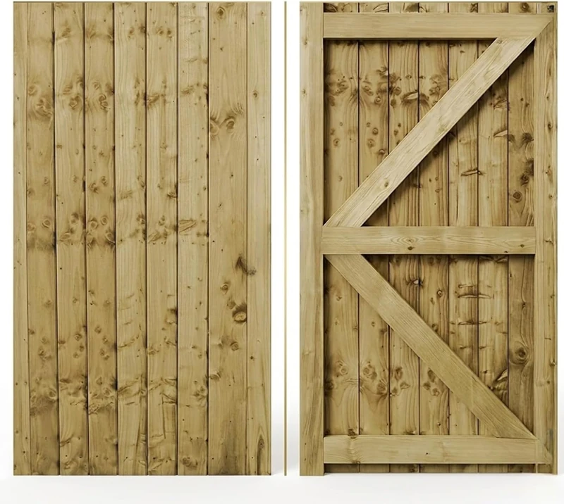 180 x 90cm Pressure Treated Wooden Garden Gate | Feather Edge Timber Side Gate | 6cm Thick Heavy Duty Outdoor Garden Door - Image 1