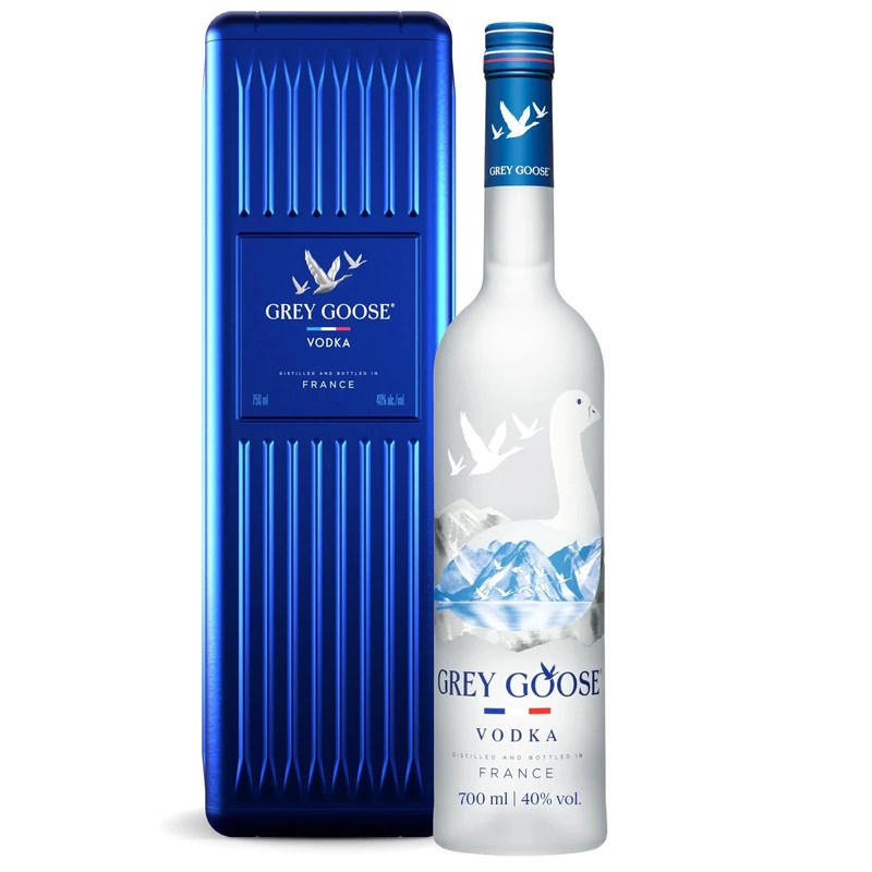 GREY GOOSE® Premium French Vodka 700mL Bon Voyage Tin, 40% ABV, 70cl / 700ml, Gift Set with Travel Tin, Premium Vodka Made in France Using Natural Ingredients