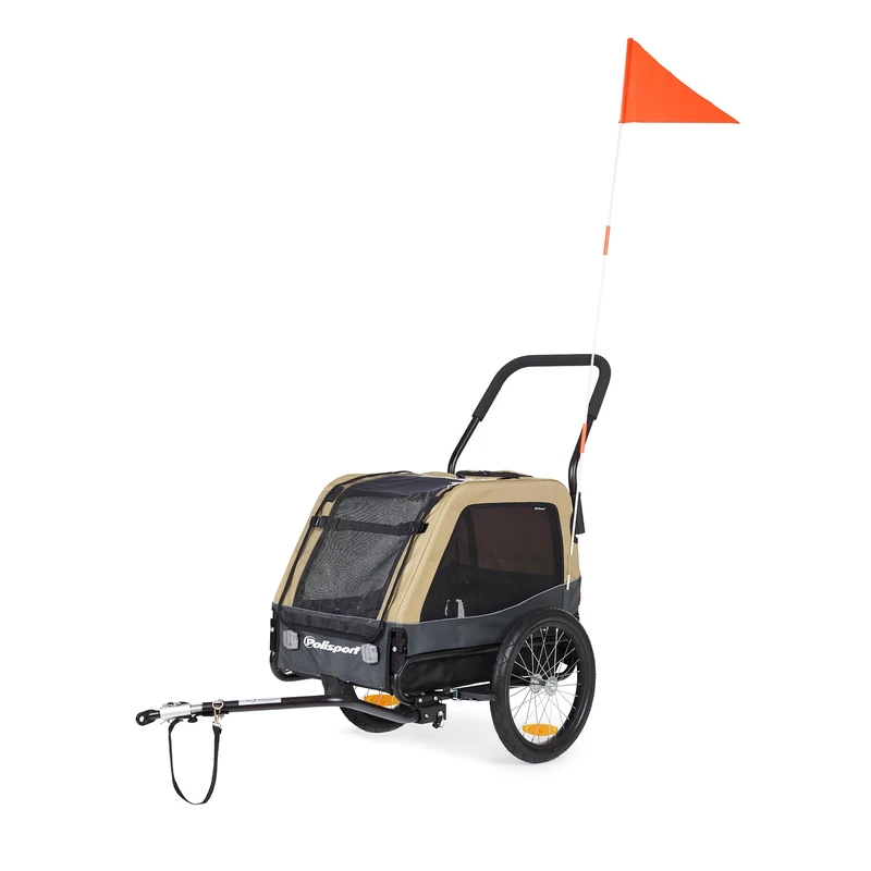 Polisport Dog Trailer & 2-in-1 Stroller Size XL, Max 45 kg Khaki/Grey