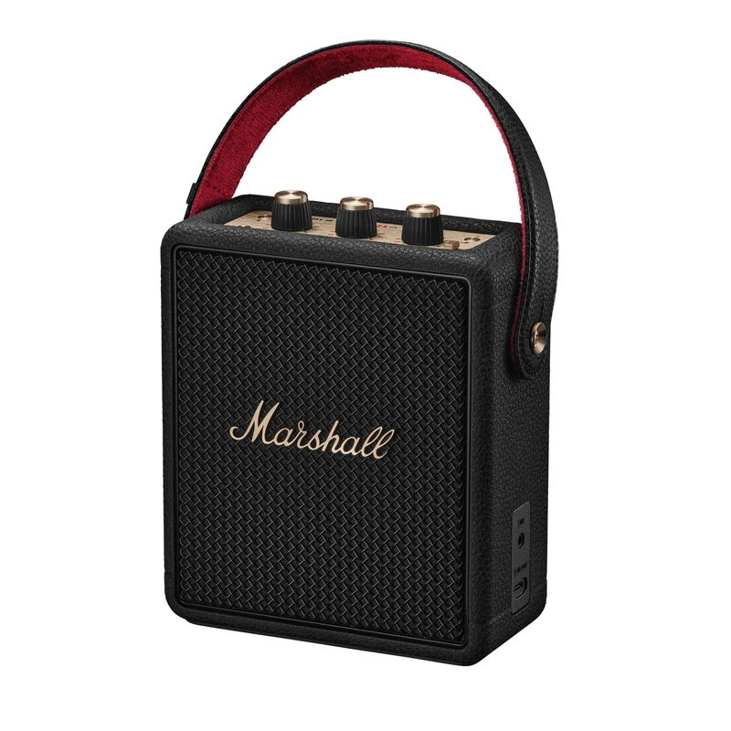 Marshall Stockwell III Portable Bluetooth Home Speaker – True Stereophonic 360° sound | Dust & Water-Resistant | 40+ hours of Wireless Playtime | Charging Bank - Black and Brass
